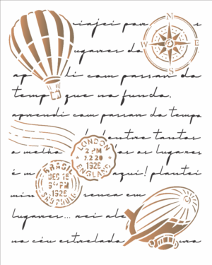 Stencil OPA 3139 - Carta Antiga Balão - 20 x 25cm