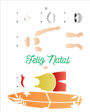 Stencil OPA 3146 - Papai Noel Verão I - 20 x 25cm