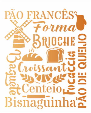 Stencil OPA 3169 - Culinária Estamparia Pães - 20 x 25cm