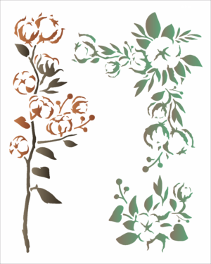 Stencil OPA 3175 - Flor de Algodão - 20 x 25cm