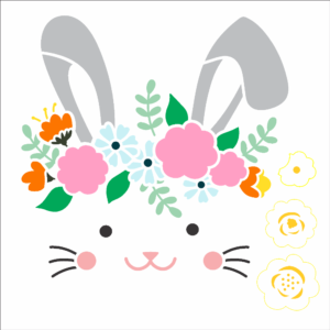 Stencil OPA 3195 - Coelho e Flores - 14 x 14cm