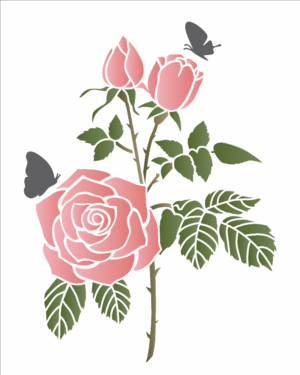 Stencil OPA 3210 - Flor Rosas e Borboleta - 20 x 25cm