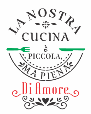 Stencil OPA 3212 - Frase La Nostra Cucina - 20 x 25cm