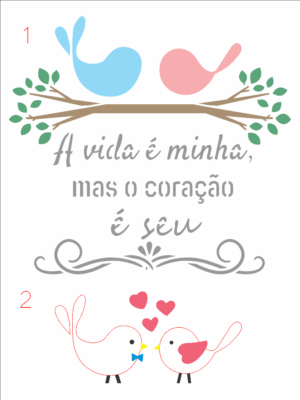 Stencil OPA 3260 - Amor - Frase O Coração é Seu - 15 x 20cm