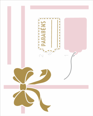 Stencil OPA 3272 - Laço e Tag Presente - 20 x 25cm