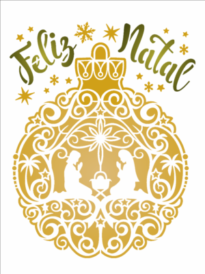 Stencil OPA 3283 - Bola de Natal Manjedoura - 15 x 20cm