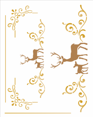Stencil OPA 3291 - Cervos e Arabescos - 20 x 25cm