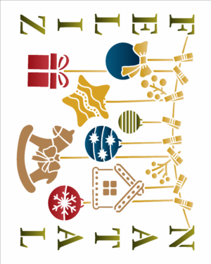 Stencil OPA 3294 - Feliz Natal Varal - 20 x 25cm