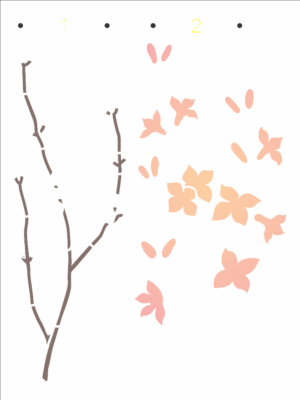 Stencil OPA 3309 - Galhos com Flores II - 15 x 20cm
