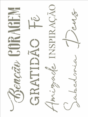 Stencil OPA 3311 - Palavras Lettering III - 15 x 20cm