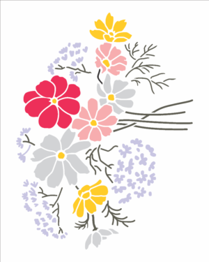 Stencil OPA 3319 - Flor de Cosmos - 20 x 25cm