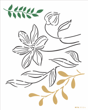 Stencil OPA 3324 - Orgânico Flor e Folhas - 20 x 25cm