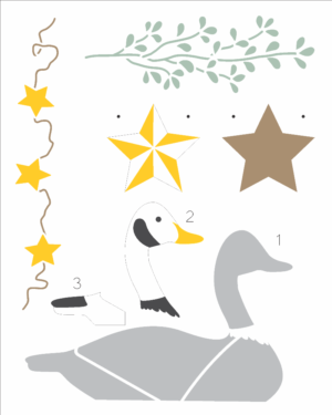 Stencil OPA 3336 - Pdbrasil Pato e Ornamentos - 20 x 25cm