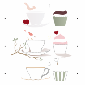 Stencil OPA 3340 - Pdbrasil Xícara e Cupcake - 30.5 x 30.5cm