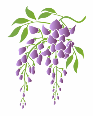 Stencil OPA 3361 - Flores Glicínias - 20 x 25cm