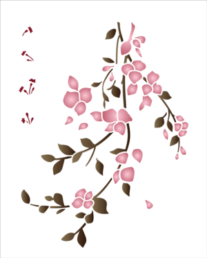 Stencil OPA 3363 - Galho BougainVIllea - 20 x 25cm
