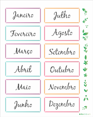 Stencil OPA 3366 - Palavras Meses - 20 x 25cm