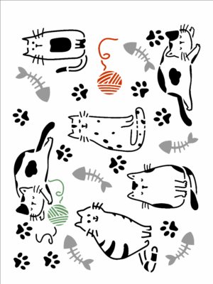 Stencil OPA 3380 - Pet Estamparia Gato II - 15 x 20cm