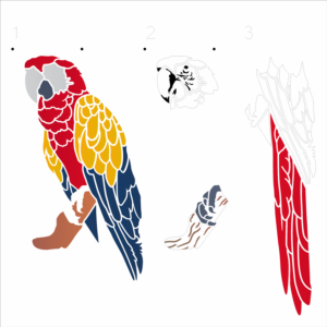 Stencil OPA 3422 - Animais Arara - 30.5 x 30.5cm