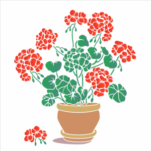 Stencil OPA 3429 - Vaso Flores Gerânios - 30.5 x 30.5cm