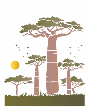 Stencil OPA 3433 - África Baobá - 20 x 25cm