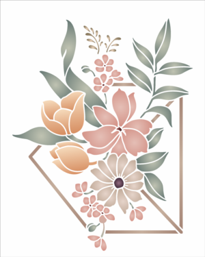 Stencil OPA 3437 - Envelope e Flores - 20 x 25cm