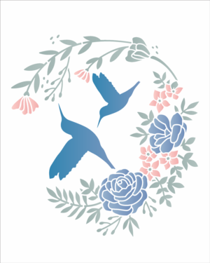 Stencil OPA 3441 - Guirlanda Flores e Beija-Flor - 20 x 25cm