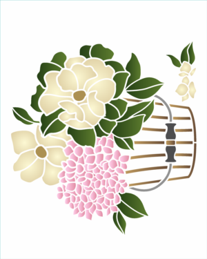 Stencil OPA 3472 - Flores No Balde - 20 x 25cm