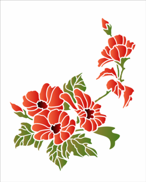 Stencil OPA 3474 - Flores Papoulas - 20 x 25cm