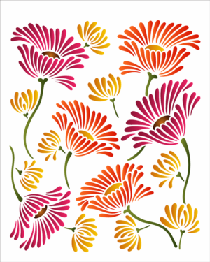 Stencil OPA 3501 - Estamparia Flores Gérberas - 20 x 25cm
