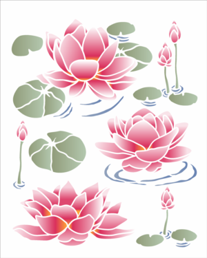 Stencil OPA 3502 - Flor de Lótus Na Água - 20 x 25cm