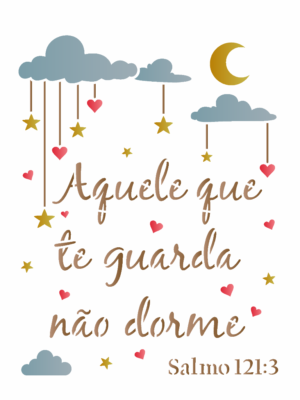 Stencil OPA 3512 - Frase Aquele Que Te Guarda  - 15 x 20cm