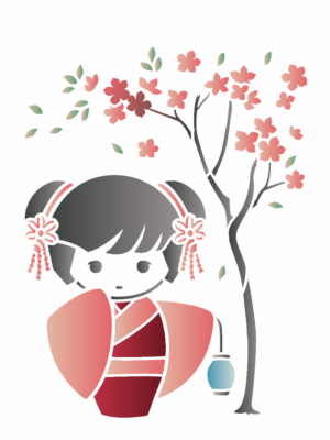 Stencil OPA 3514 - Oriental Boneca  - 15 x 20cm
