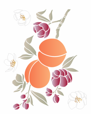 Stencil OPA 3522 - Feirinha Frutas Pêssegos e Flores  - 20 x 25cm