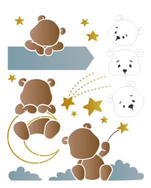 Stencil OPA 3525 - Infantil Ursinhos  - 20 x 25cm