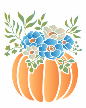 Stencil OPA 3539 - Abóbora com Flores - 20 x 25cm