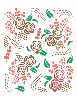 Stencil OPA 3542 - Estamparia Rosas Estilizadas - 20 x 25cm