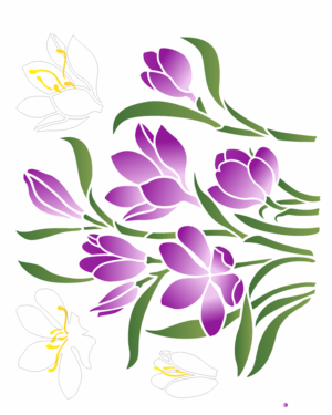 Stencil OPA 3545 - Flores Açafrão-Da-Terra - 20 x 25cm