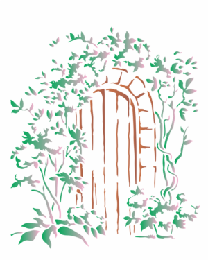 Stencil OPA 3551 - Porta com Flores - 20 x 25cm