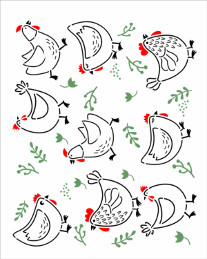 Stencil OPA 3569 - Estamparia Galinhas  - 20 x 25cm