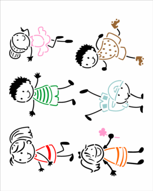 Stencil OPA 3571 - Infantil Crianças Palito - 20 x 25cm