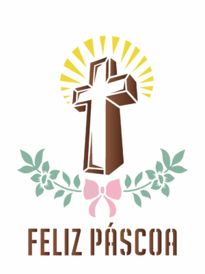 Stencil OPA 3644 - Religião Feliz Páscoa - 15 x 20cm