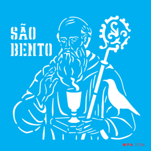 Stencil OPA 3736 - Religião São Bento - 14 x 14cm