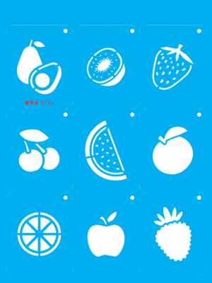 Stencil OPA 3744 - Chaveirinho Frutinhas - 15 x 20cm