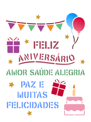 Stencil OPA 3771 - Feliz Aniversário - 15 x 20cm