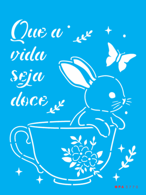 Stencil OPA 3770 - Coelho Na Xícara - 15 x 20cm
