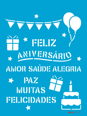 Stencil OPA 3771 - Feliz Aniversário - 15 x 20cm