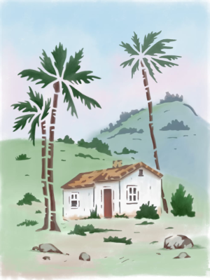 Stencil OPA 3791 - Paisagem Casinha no Campo - 15x20 cm