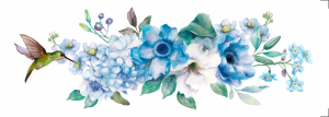 Transfer OPA 3830 - Flores Azuis e Beija-Flor - 07x20 cm
