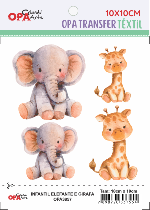 Transfer OPA 3857 - Infantil Elefante E Girafa - 10x10 cm
